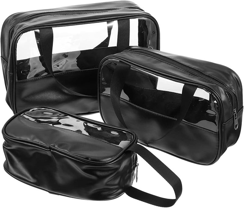 3pcs Transparent Toiletry Organizer Bag Portable Travel Makeup Storage - Image 1